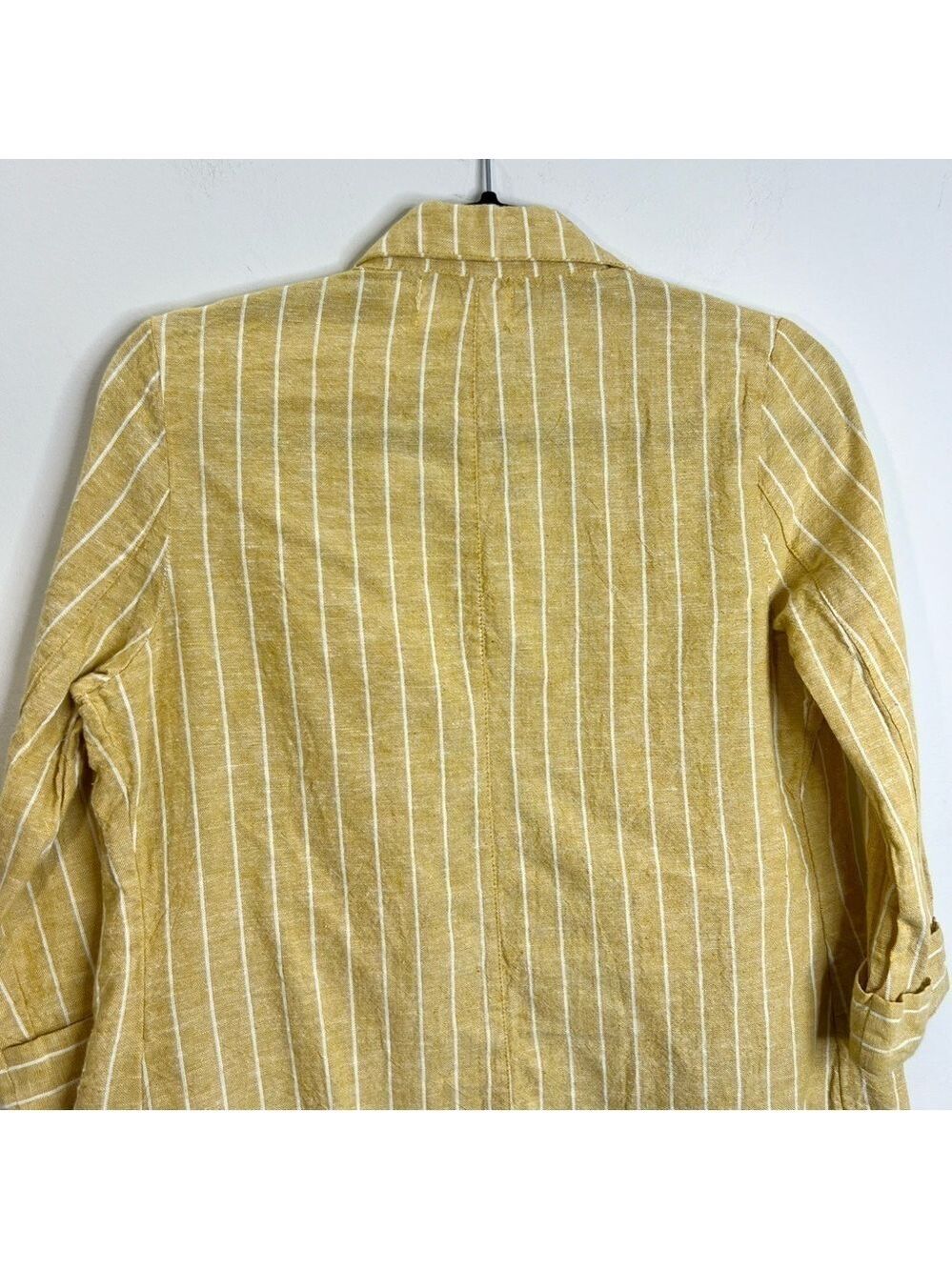 ONLY linen blend yellow white pin stripe open front jacket blazer EU 34 - Picture 7 of 12